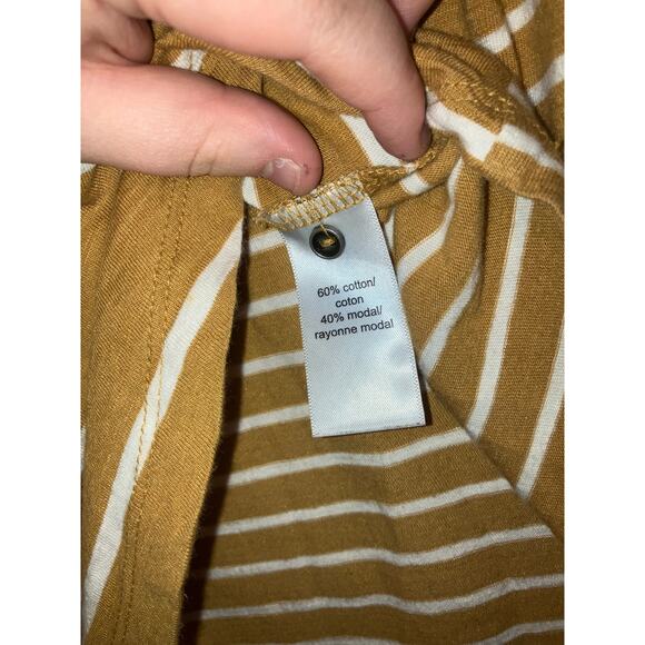 Maurices 24/7 Mustard White Stripe Long Sleeve Henley Top XL - Picture 4 of 6